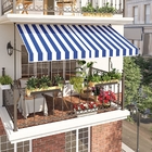 Balcony Clamp Awning 250 cm Wide Awning with Hand Crank Balcony Clamp Awning No Drilling UV Protection Height Adjustable