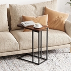 Classic Side Table, Mobile Snack Table for Coffee Laptop Tablet, Slides Next to Sofa Couch, Wood Look Accent Furniture