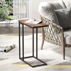 Classic Side Table, Mobile Snack Table for Coffee Laptop Tablet, Slides Next to Sofa Couch, Wood Look Accent Furniture