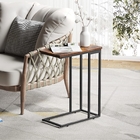  Side Table, End Table, C Shaped Small Night Table Sofa End Table with Optional Adjustable Feet and Casters,